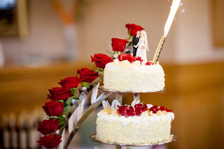 Beautiful wedding cake detail - traditional sweets to Bride and Groom.の写真素材