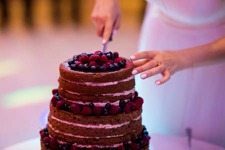Beautiful wedding cake detail - traditional sweets to Bride and Groom.の写真素材
