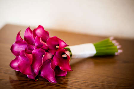 Beautiful flowers of the Bride during wedding - romantic bouquetの写真素材