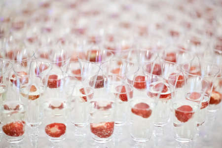 Wedding sparkling wine, champagne detail - traditional toast inviting to Bride and Groom.の写真素材