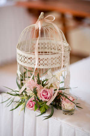 Reception tables beautifully decorated ready for wedding - Bride and Groom. Luxury conceptの写真素材