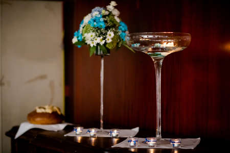 Reception tables beautifully decorated ready for wedding - Bride and Groom. Luxury conceptの写真素材