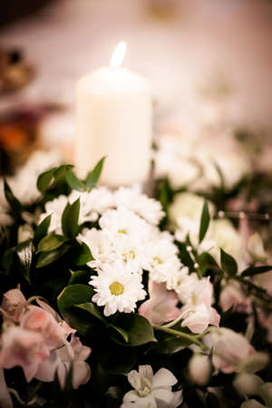 Reception tables beautifully decorated ready for wedding - Bride and Groom. Luxury conceptの写真素材
