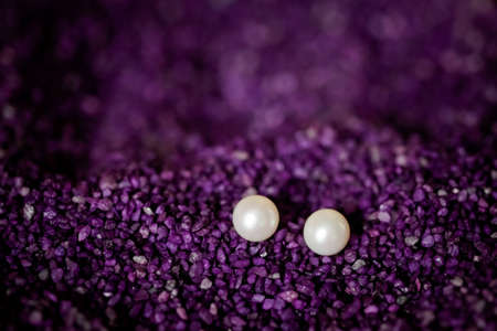 Beautiful earings jewellery of the Bride before wedding - romantic detailの写真素材