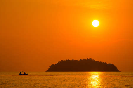 Summer sunset landscape on tropical koh Chang island  in Thailand. Seascape taken on Kai Bae beach.の写真素材