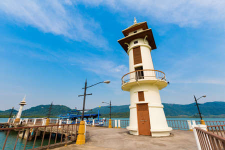 Beautiful lighthouse on tropical koh Chang island  in Thailand. Landscape taken on Ban Che Bae.のeditorial素材