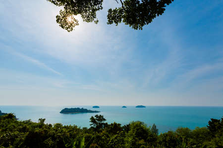 Summer landscape on tropical koh Chang island  in Thailand. Landscape taken from viewpoint on Kai Bae beach.の写真素材