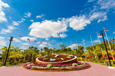 Beautiful view takenwith sun clock in Udon Thani in northern Thailand. Cityscape with beautiful nature and architecture in south east Asia.の写真素材