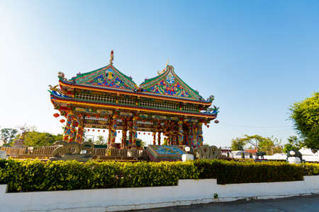 Beautiful buddhist China City Shrine temple in Udon Thani in northern Thailand. Cityscape with beautiful architecture in south east Asia.の写真素材