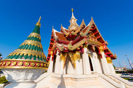 Beautiful buddhist City Pillar Shrine temple in Udon Thani in northern Thailand. Cityscape with beautiful religion architecture in south east Asia.の写真素材