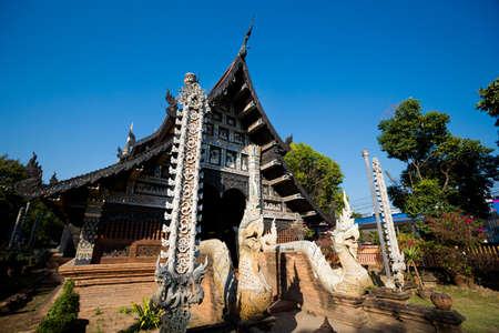 Beautiful buddhist Wat Lok Molee temple in Chiang Mai in northern Thailand. Cityscape with beautiful...