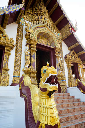 Beautiful buddhist Wat Khuan Ka Ma temple in Chiang Mai in northern Thailand. Cityscape with...