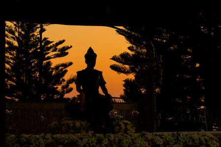 Beautiful buddhist Wat Phra That Doi Suthep temple in Chiang Mai in northern Thailand. Pictures of religion architecture in south east Asia during sunrise.の写真素材