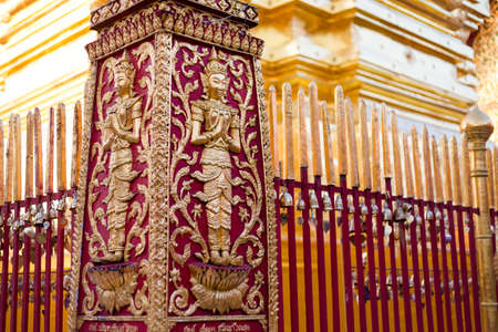 Beautiful buddhist Wat Phra That Doi Suthep temple in Chiang Mai in northern Thailand. Buddha sculptures and architecture in south east Asia during sunrise.の写真素材