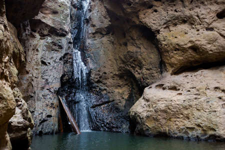Pai Pam Bok waterfall hidden in jungle in north Thailand. Landscape of nature in south east asia...