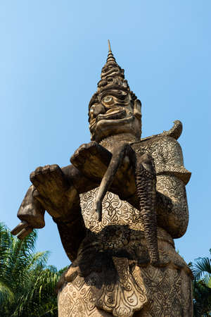 Touristic Xieng Khuan Buddha park in capital city Vientiane in Laos. History and religius symbols of...
