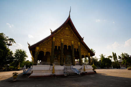 Amazing Wat Hosian Voravihane temple in touristic Luang Prabang in Laos. History and religius symbols of south east Asia.の写真素材