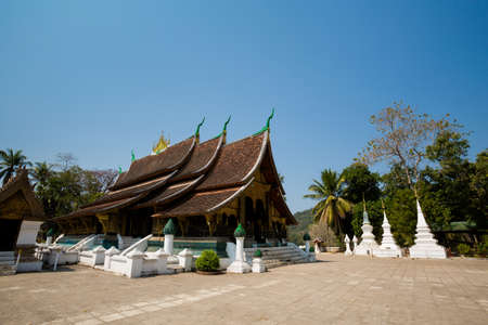 Amazing Wat Xieng Thong temple in touristic Luang Prabang in Laos. History and religius symbols of south east Asia.の写真素材