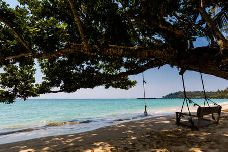Summer landscape on tropical Koh Kood island in Thailand. Landscape with sea taken from Ao Tapao beach.の写真素材