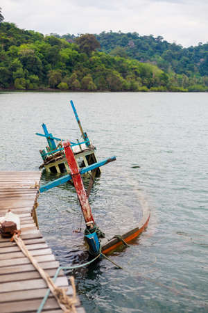 Ao Salad fishing village on Koh Kood island in Thailand. Landscape with pier taken in local port i Asia.の写真素材
