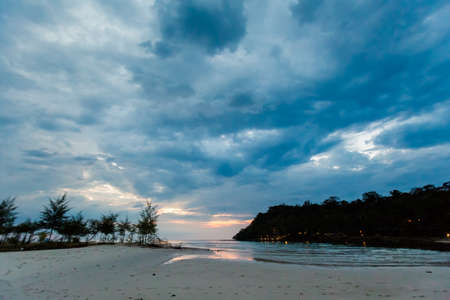 Summer landscape on tropical koh Kood island in Thailand. Colorful sunset panorama taken on Klong Chao.の写真素材