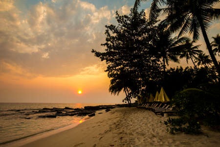 Summer landscape on tropical koh Kood island  in Thailand. Landscape with sea taken from Ao Tapao beach during sunset.の写真素材