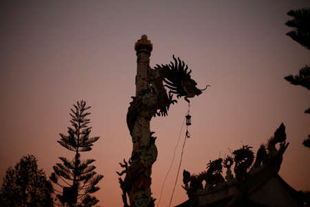 Amazing Buddhist architecture in touristic Trat in Thailand. Religius symbols of south east Asia.の写真素材