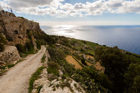 High Dingli cliffs on Malta island. Beautiful landscape in south Europe.の写真素材