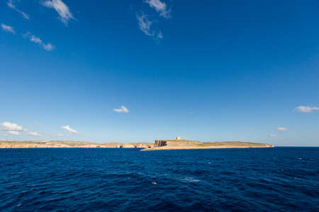 Beautiful seascape on Comino island taken from ferry to Gozo. Landscape of Malta.の写真素材