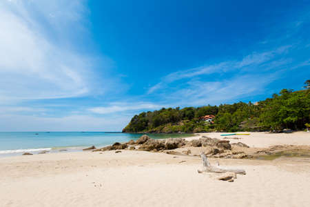 Summer seascape on tropical koh Lanta  island in Thailand. Landscape taken on Klong Jark bay with blue skyの写真素材