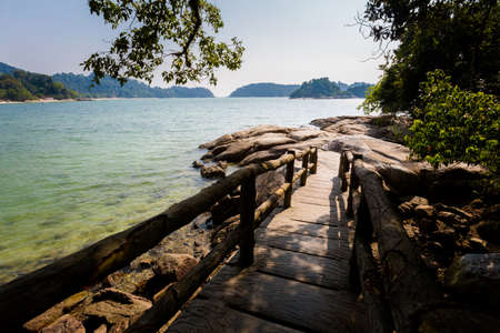 Teluk Nipah coral beach on Pangkor island in Malaysia. Beautiful landscape with sea  taken in south east Asia.の写真素材