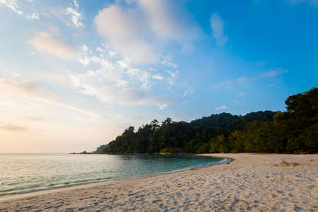 Teluk Nipah coral beach on Pangkor island in Malaysia. Beautiful landscape with sea  taken in south east Asia.の写真素材