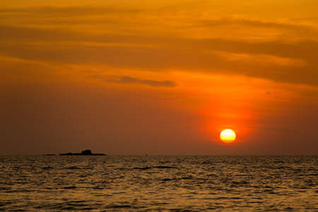 Pantai Cenang beach on tropical Langkawi island in Malaysia. Beautiful nature of south east asia during colorful sunset.の写真素材