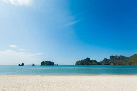 Sunny Tanjung Rhu beach on tropical Langkawi island in Malaysia. Beautiful nature of south east asia.の写真素材
