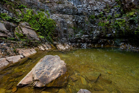 Temurun waterfall on tropical Langkawi island in Malaysia. Beautiful nature of south east asia.