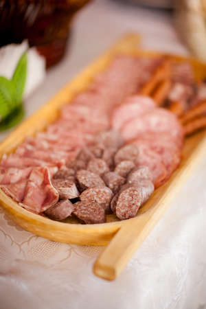 Reception buffet tables with regional food from Poland. Luxury concept