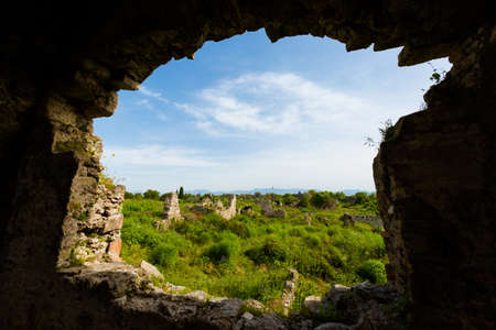 Byzantine hospital - Beautiful ancient architecture of Side city in Turkey, Antalya. Beautiful old...