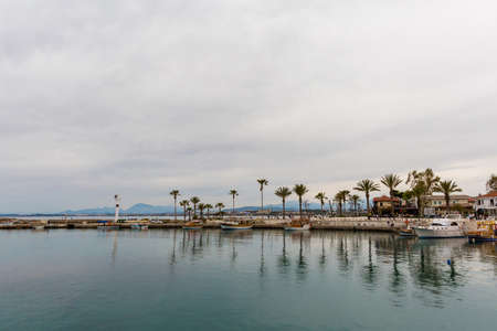 Beautiful ancient harbour architecture of Side city in Turkey, Antalya. Beautiful old archeological...