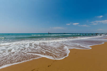 Summer landscape on tropical beach in Side, Turkey. Holiday photos taken in paradise scene during...