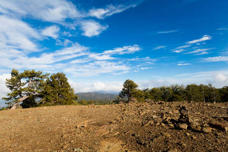 Beautiful mount Olympus during trekking. Landscape taken in Troodos mountains on Cyprus island.の写真素材