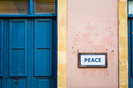 Beautiful old architecture full of street art in cypriot Nicosia. Cityscape taken on Cyprus island.の写真素材