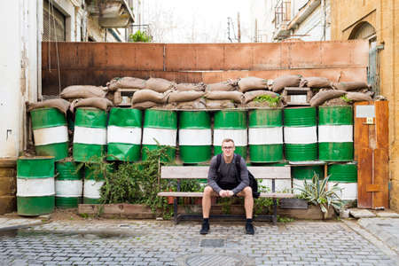 Beautiful old architecture full of street art in cypriot Nicosia. Cityscape taken on Cyprus island.の写真素材