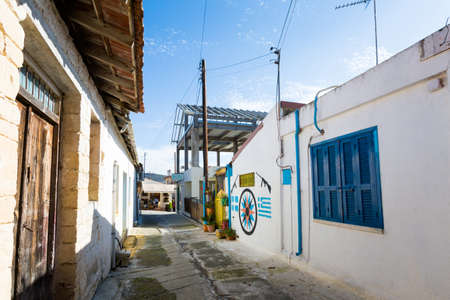 Beautiful architecture of Omodos town. Cityscape taken on Cyprus island.の写真素材