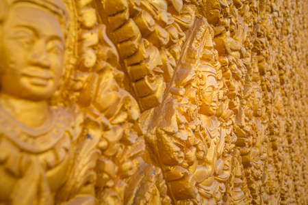 Architecture of beautiful khmer temple Chua Khmer Xuan Phu Binh Minh in Tinh Bien, Mekong Deltaの写真素材