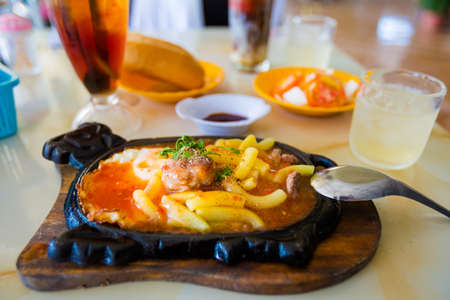 Vietnamese style pasta Lac Nui. Traditional vietnamese lunch in Tinh Bien, An Giang province, Mekong Delta.の写真素材