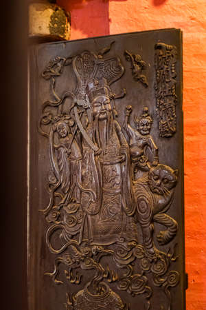 Beautiful details of Ngoc Hoang Pagoda in Ho Chi Minh city. Vietnamのeditorial素材