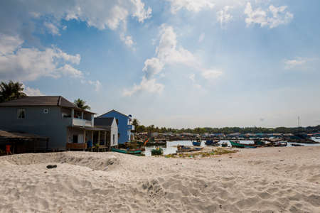 Local village in Ganh Dau cape, Phu Quoc island in Vietnam. Beach landscape with blue sky.の写真素材