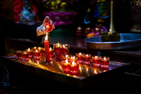 Ho Chi Minh, Vietnam - 23 January 2020. Beautiful details of Ngoc Hoang Pagoda in Ho Chi Minh city. Vietnamのeditorial素材