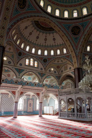 Manavgat, Turkey: 15 April 2019. Beautiful architecture of Mrk. Kulliye Cami in Manavgat city in Turkey, Antalya. Beautiful sacral building.のeditorial素材