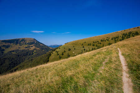 Beautiful path to Borisov and Ploska - in slovakian Velka Fatra mountains. Sunny autumn panorama.